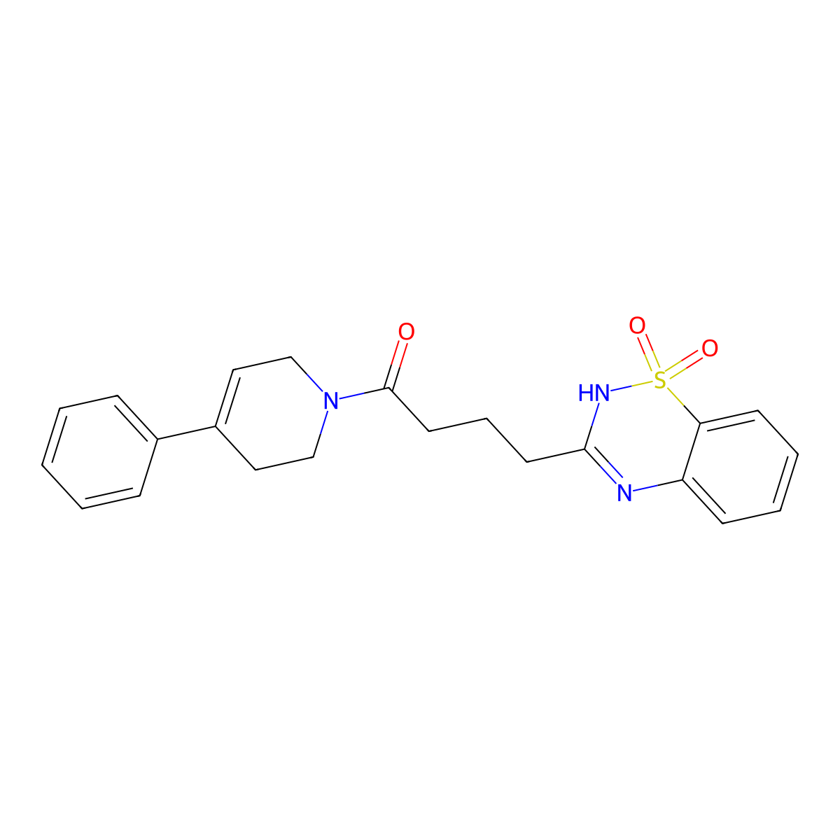 3-[4-oxo-4-(4-phenyl-1,2,3,6-tetrahydropyridin-1-yl)butyl]-2H-1lambda6,2,4-benzothiadiazine-1,1-dione molecular structure, CAS 1021223-69-7