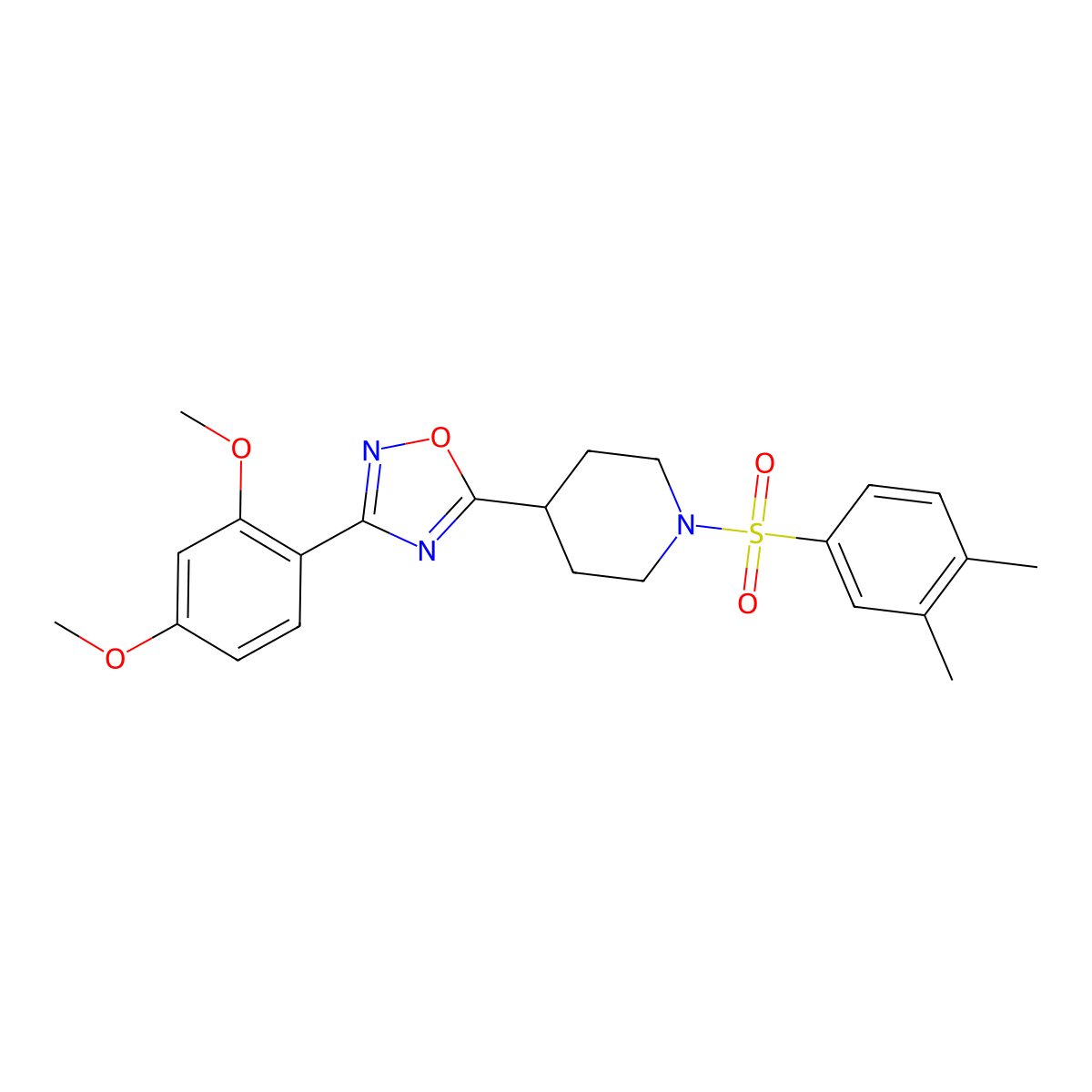 4-[3-(2,4-Dimethoxyphenyl)-1,2,4-oxadiazol-5-yl]-1-(3,4-dimethylbenzenesulfonyl)piperidine molecular structure, CAS 1021223-75-5
