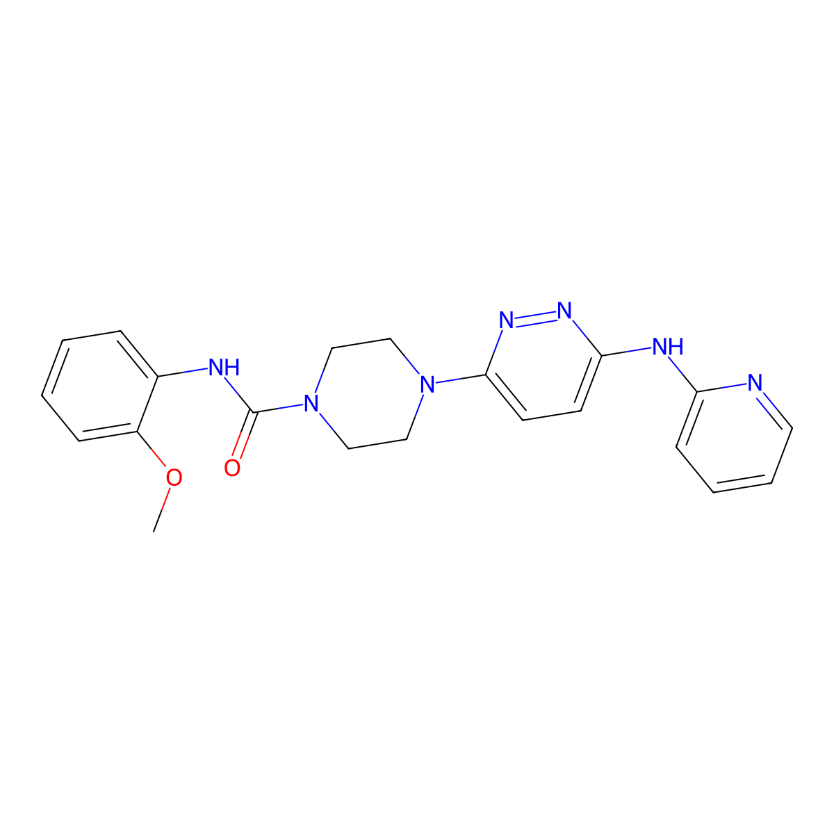 N-(2-methoxyphenyl)-4-(6-(pyridin-2-ylamino)pyridazin-3-yl)piperazine-1-carboxamide molecular structure, CAS 1021223-76-6
