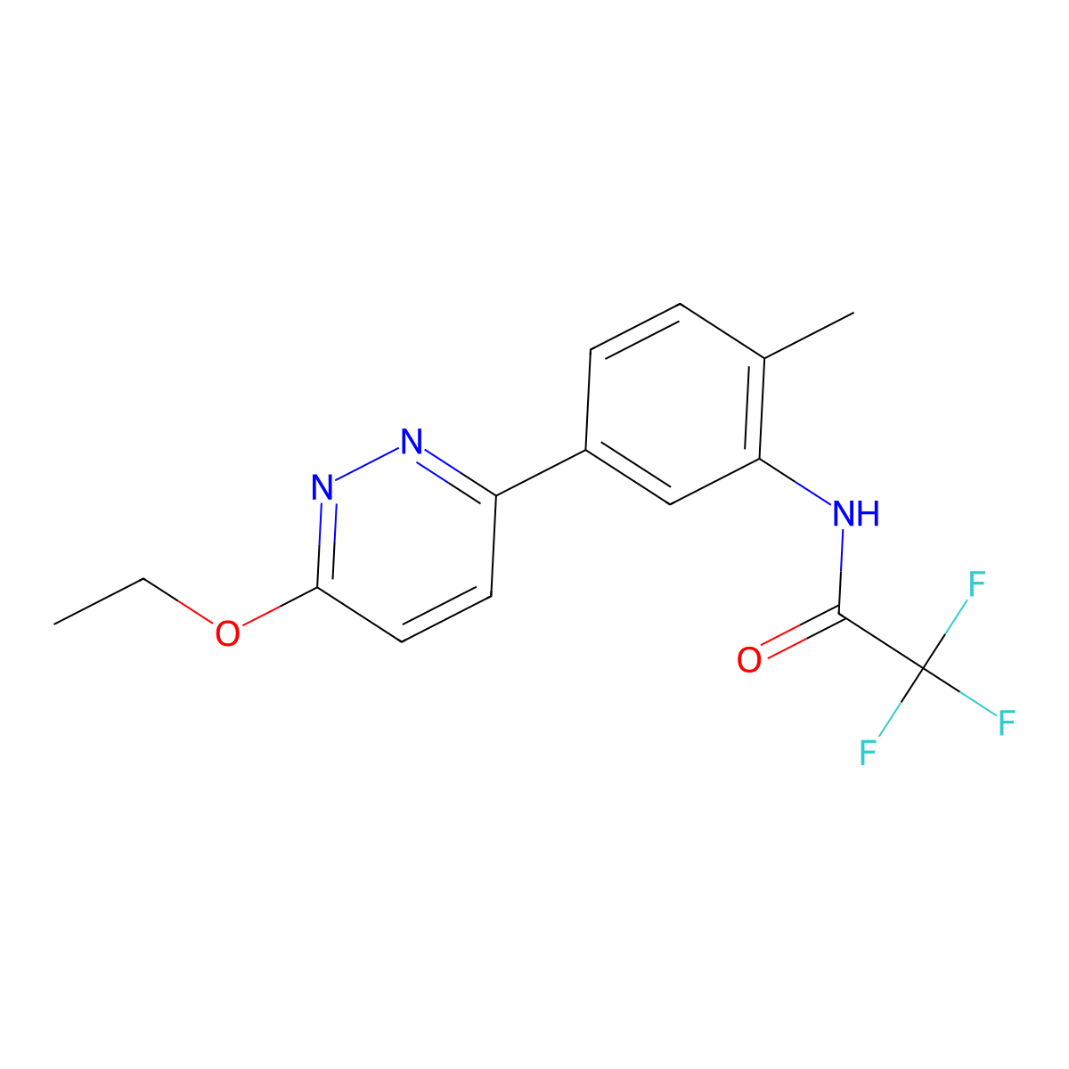 N-[5-(6-ethoxypyridazin-3-yl)-2-methylphenyl]-2,2,2-trifluoroacetamide molecular structure, CAS 1021223-78-8