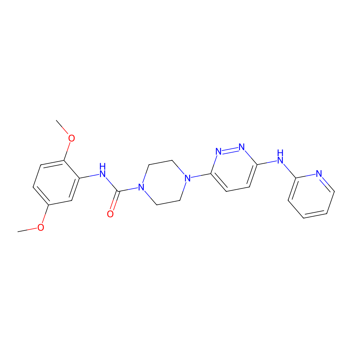 N-(2,5-dimethoxyphenyl)-4-(6-(pyridin-2-ylamino)pyridazin-3-yl)piperazine-1-carboxamide molecular structure, CAS 1021223-79-9