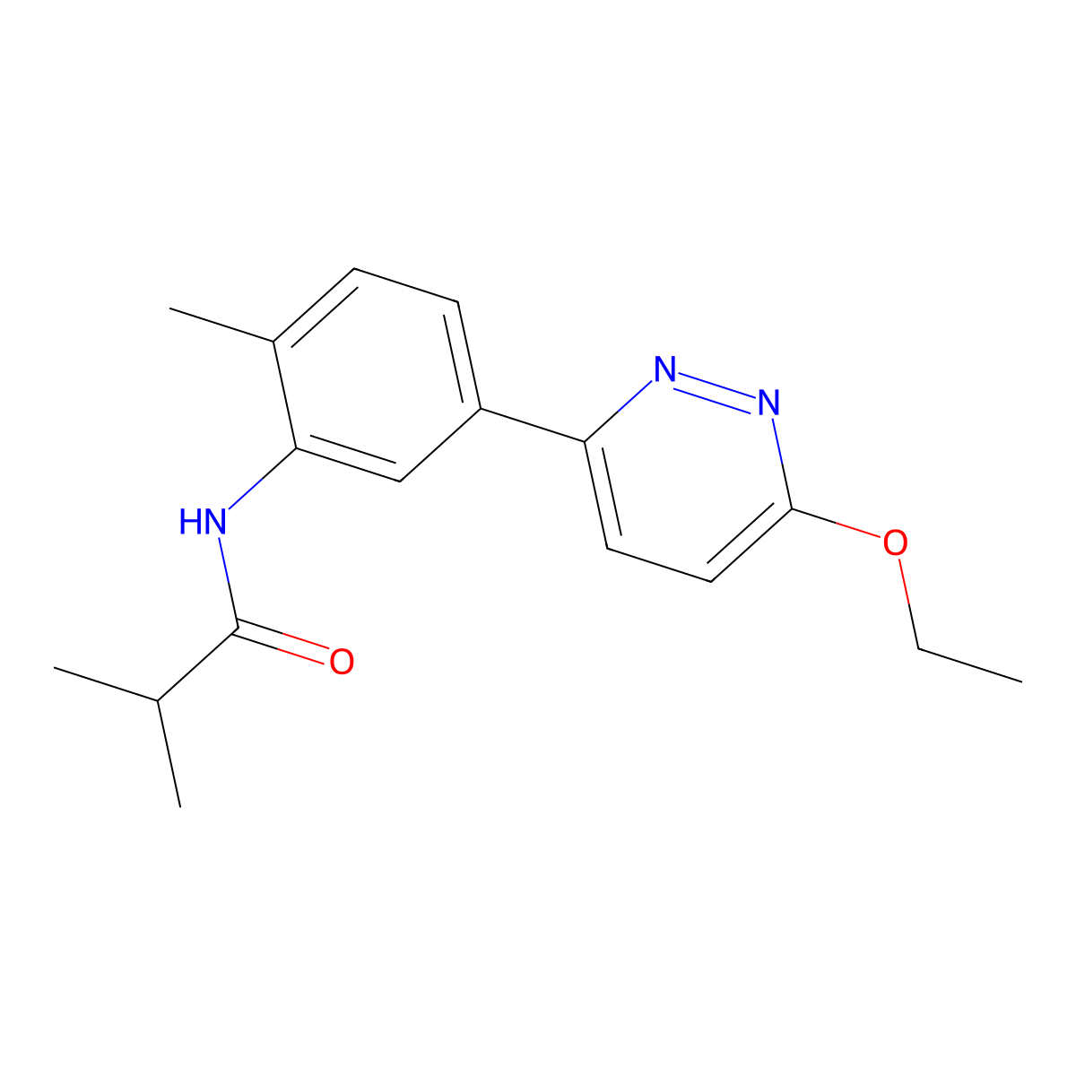 N-[5-(6-ethoxypyridazin-3-yl)-2-methylphenyl]-2-methylpropanamide molecular structure, CAS 1021223-81-3