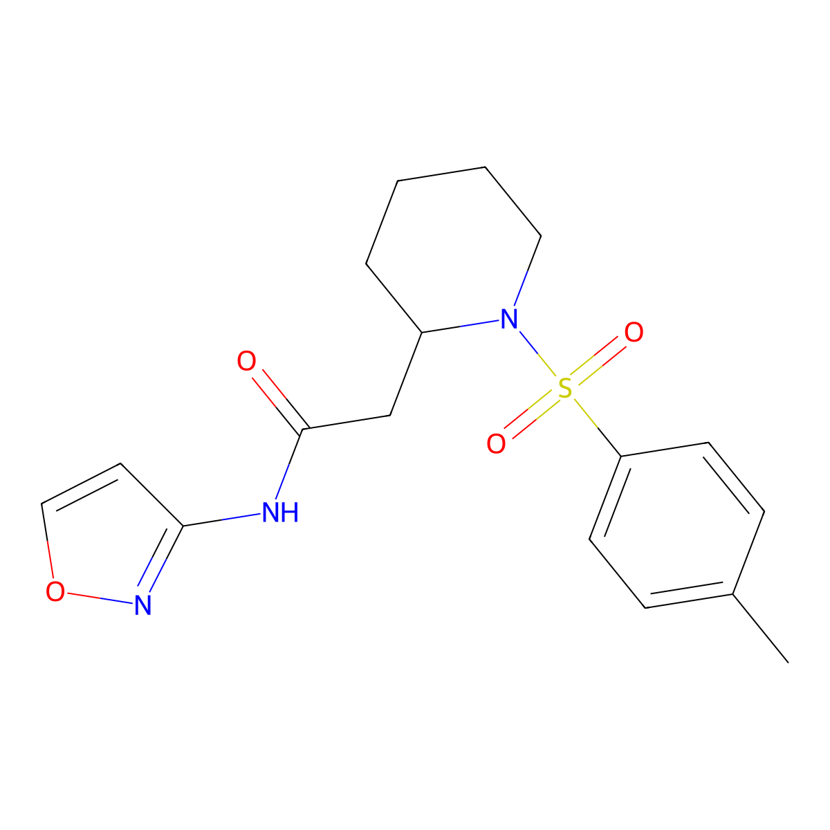 N-(isoxazol-3-yl)-2-(1-tosylpiperidin-2-yl)acetamide molecular structure, CAS 1021223-83-5