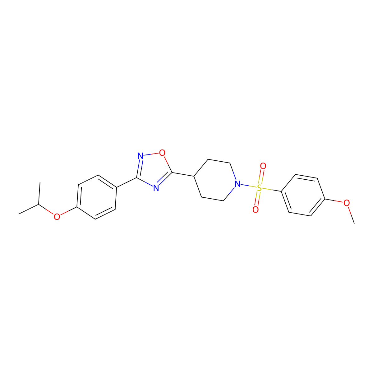 1-(4-Methoxybenzenesulfonyl)-4-{3-[4-(propan-2-yloxy)phenyl]-1,2,4-oxadiazol-5-yl}piperidine molecular structure, CAS 1021223-84-6