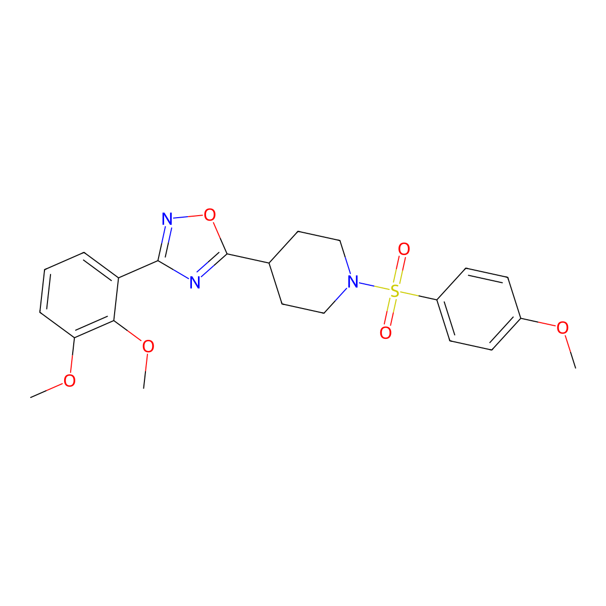 4-[3-(2,3-Dimethoxyphenyl)-1,2,4-oxadiazol-5-yl]-1-(4-methoxybenzenesulfonyl)piperidine molecular structure, CAS 1021223-88-0