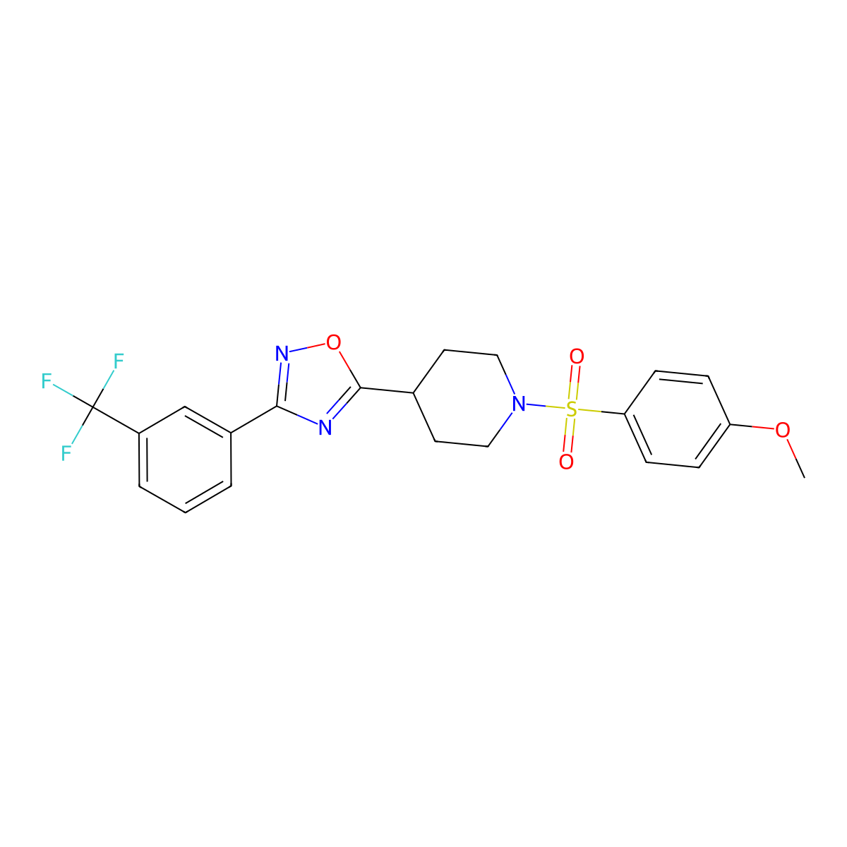 1-(4-Methoxybenzenesulfonyl)-4-{3-[3-(trifluoromethyl)phenyl]-1,2,4-oxadiazol-5-yl}piperidine molecular structure, CAS 1021223-90-4
