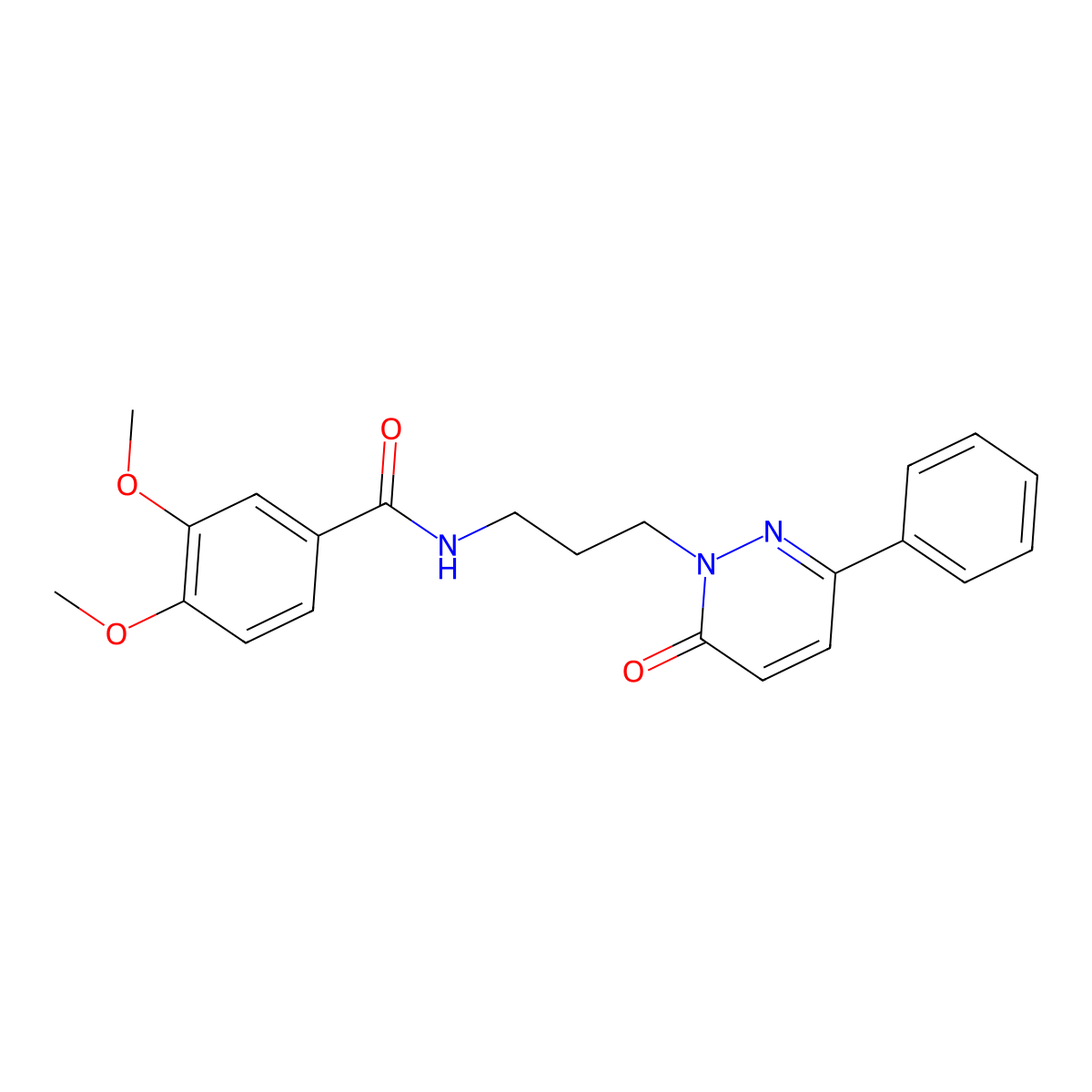3,4-dimethoxy-N-[3-(6-oxo-3-phenyl-1,6-dihydropyridazin-1-yl)propyl]benzamide molecular structure, CAS 1021223-91-5
