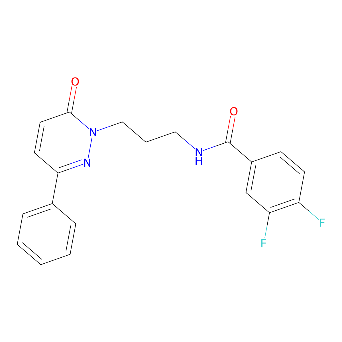 3,4-difluoro-N-(3-(6-oxo-3-phenylpyridazin-1(6H)-yl)propyl)benzamide molecular structure, CAS 1021223-94-8