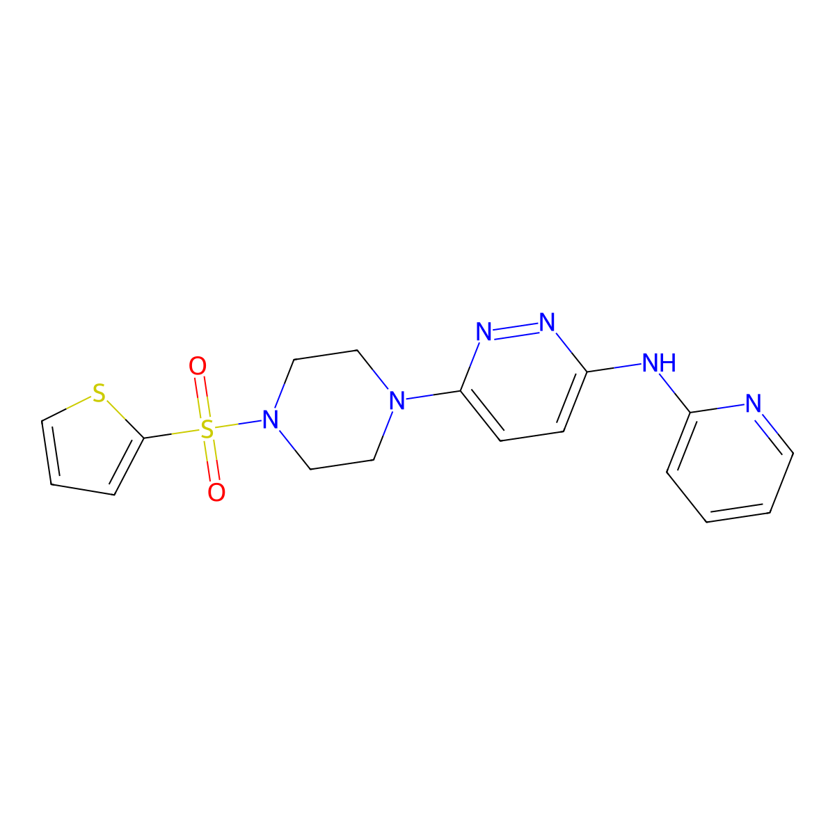 N-(pyridin-2-yl)-6-(4-(thiophen-2-ylsulfonyl)piperazin-1-yl)pyridazin-3-amine molecular structure, CAS 1021223-95-9