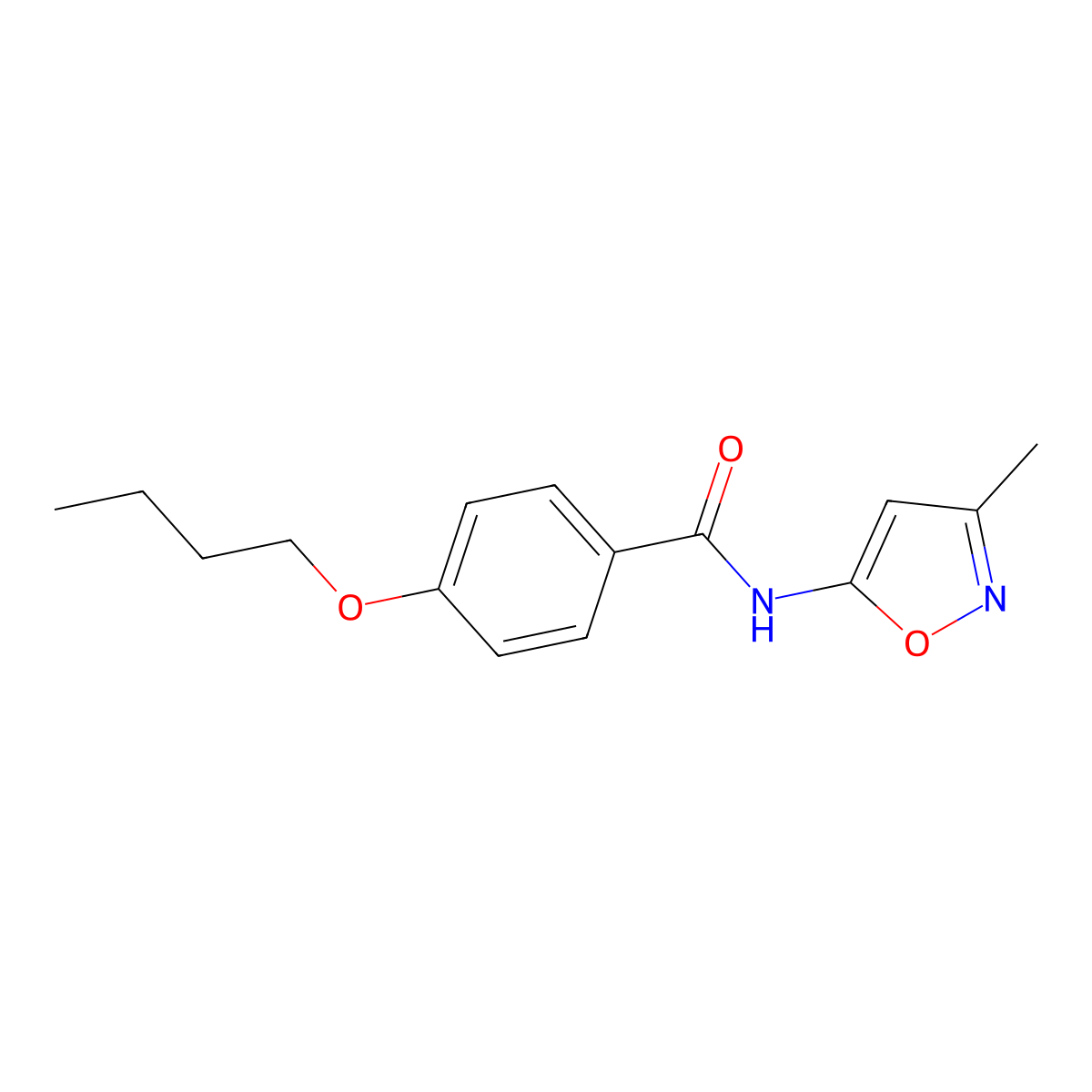 4-butoxy-N-(3-methyl-1,2-oxazol-5-yl)benzamide molecular structure, CAS 1021224-06-5
