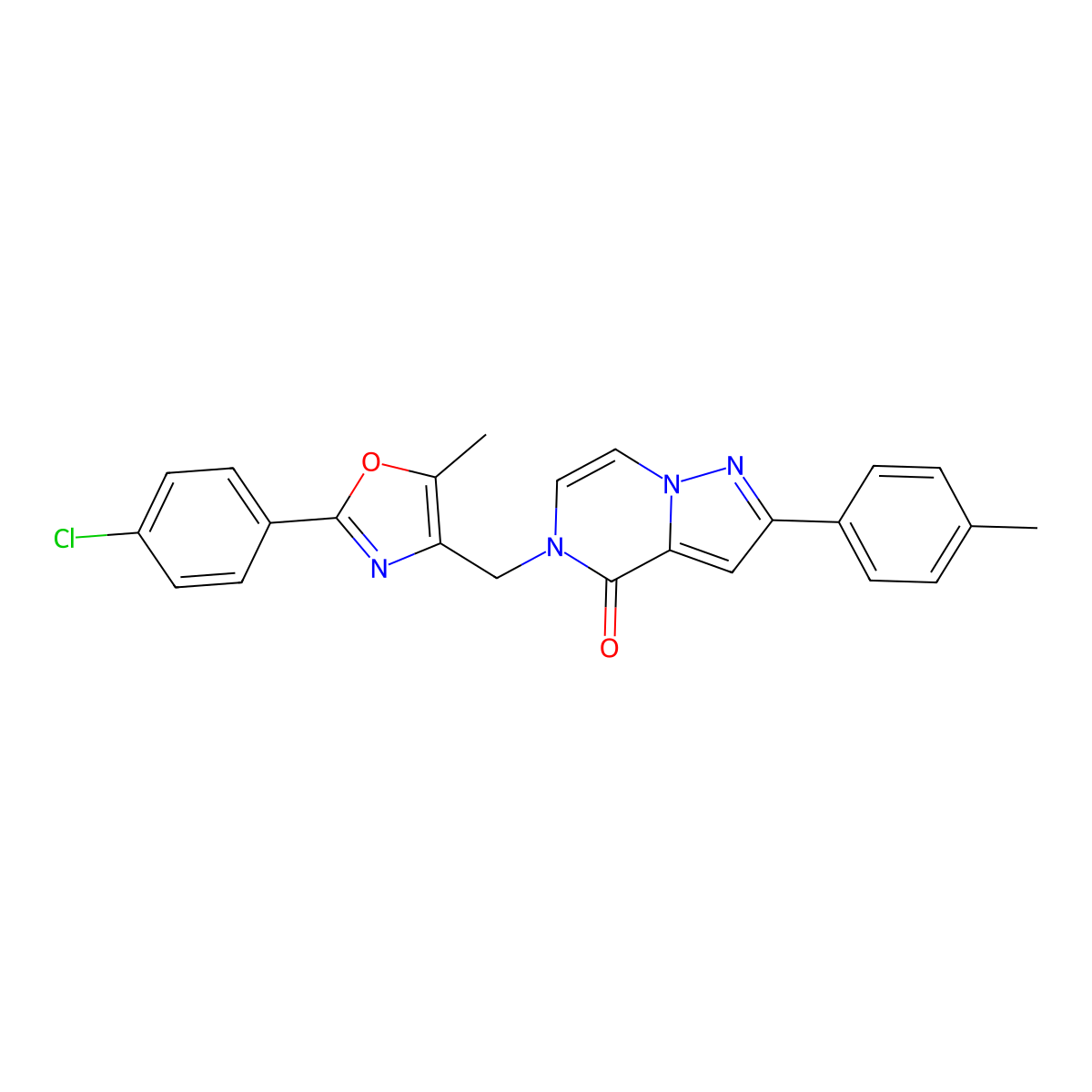 5-{[2-(4-chlorophenyl)-5-methyl-1,3-oxazol-4-yl]methyl}-2-(4-methylphenyl)-4H,5H-pyrazolo[1,5-a]pyrazin-4-one molecular structure, CAS 1021224-13-4