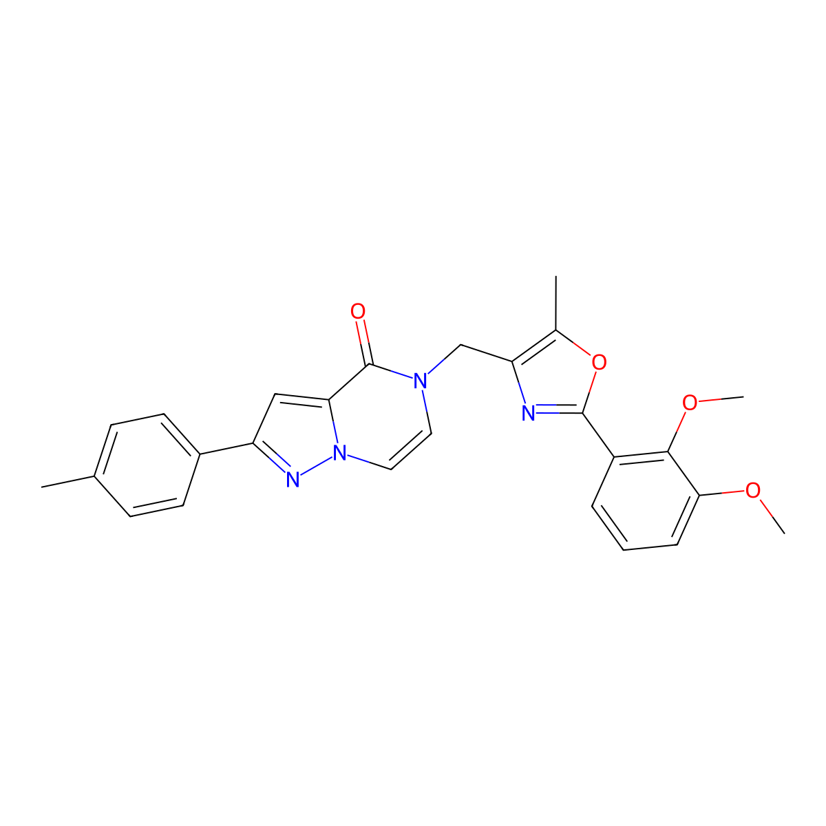 5-{[2-(2,3-dimethoxyphenyl)-5-methyl-1,3-oxazol-4-yl]methyl}-2-(4-methylphenyl)-4H,5H-pyrazolo[1,5-a]pyrazin-4-one molecular structure, CAS 1021224-16-7