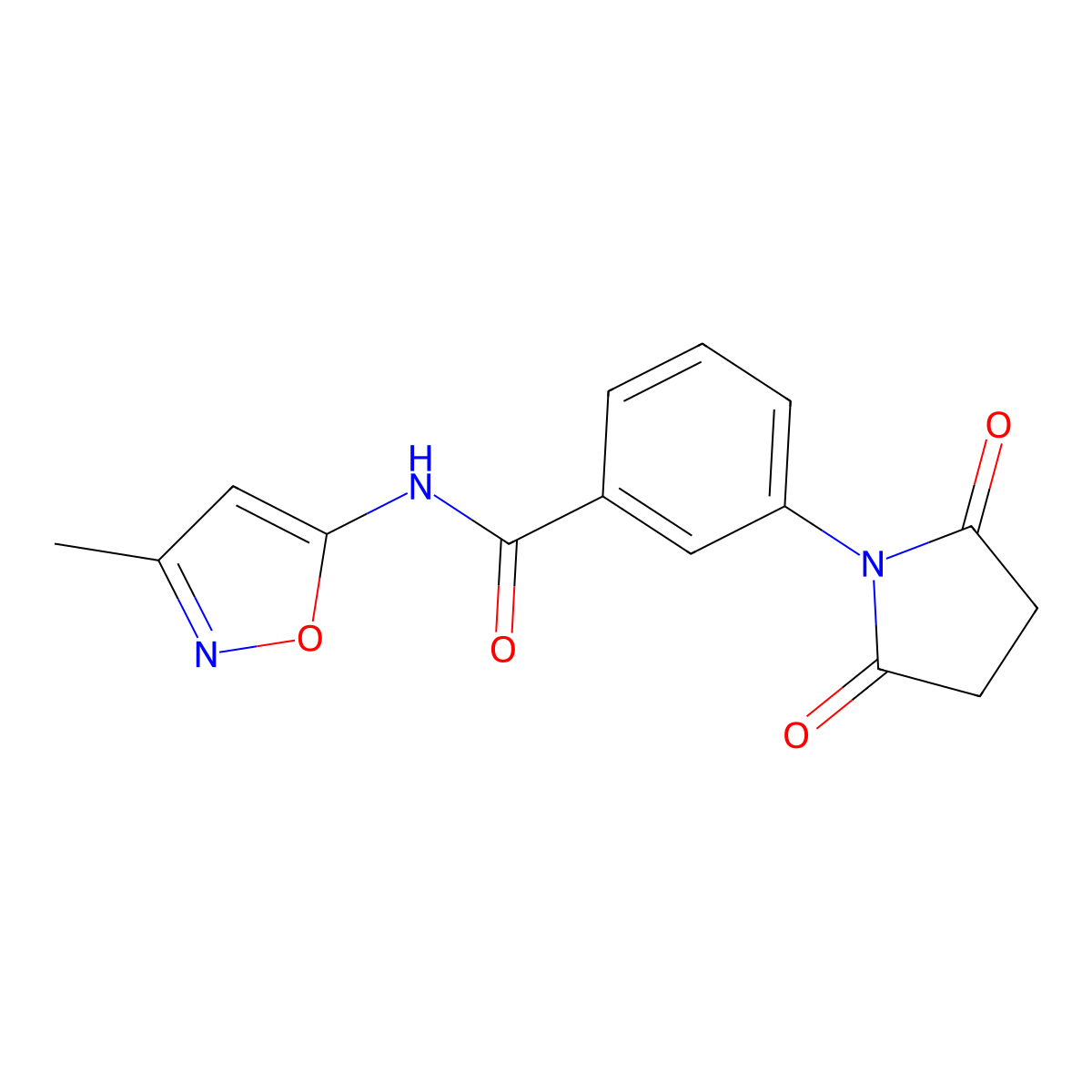 3-(2,5-dioxopyrrolidin-1-yl)-N-(3-methyl-1,2-oxazol-5-yl)benzamide molecular structure, CAS 1021224-17-8