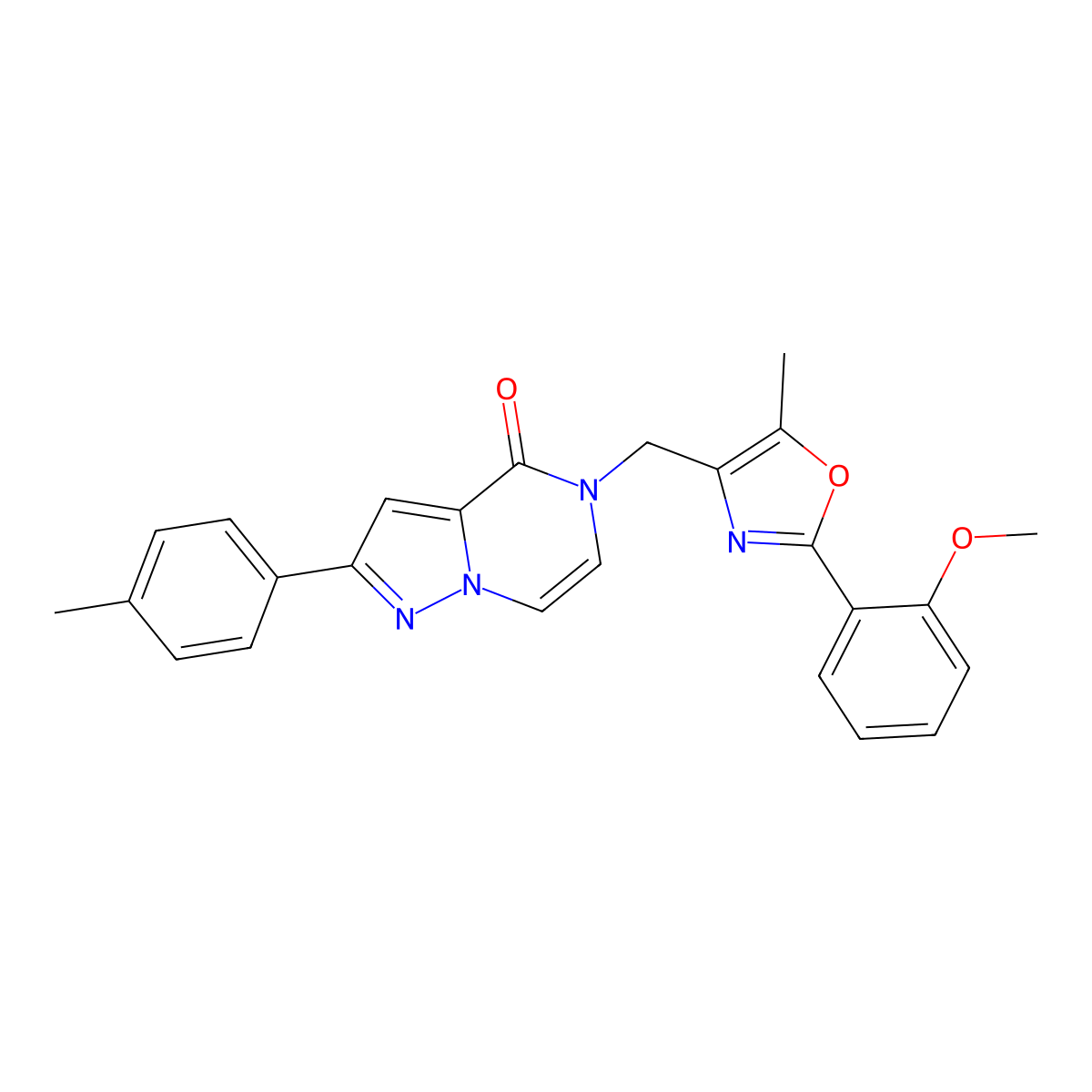 5-{[2-(2-methoxyphenyl)-5-methyl-1,3-oxazol-4-yl]methyl}-2-(4-methylphenyl)-4H,5H-pyrazolo[1,5-a]pyrazin-4-one molecular structure, CAS 1021224-22-5