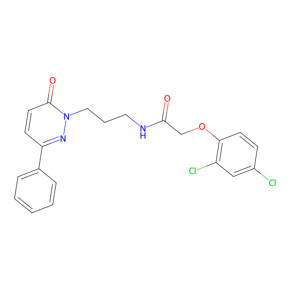 2-(2,4-dichlorophenoxy)-N-(3-(6-oxo-3-phenylpyridazin-1(6H)-yl)propyl)acetamide molecular structure, CAS 1021224-27-0