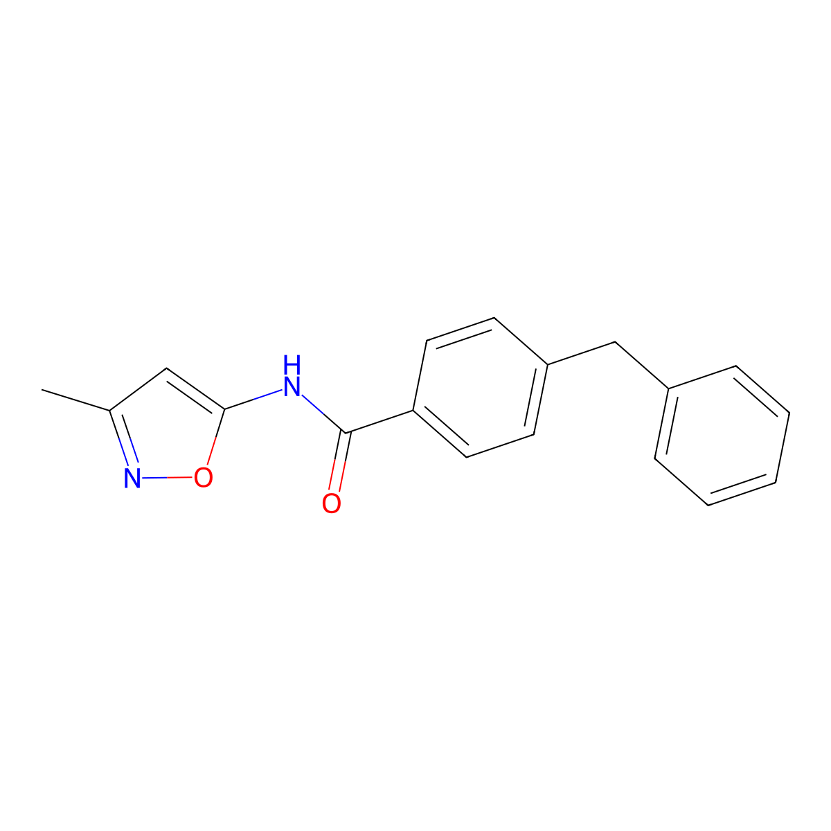 4-benzyl-N-(3-methyl-1,2-oxazol-5-yl)benzamide molecular structure, CAS 1021224-28-1