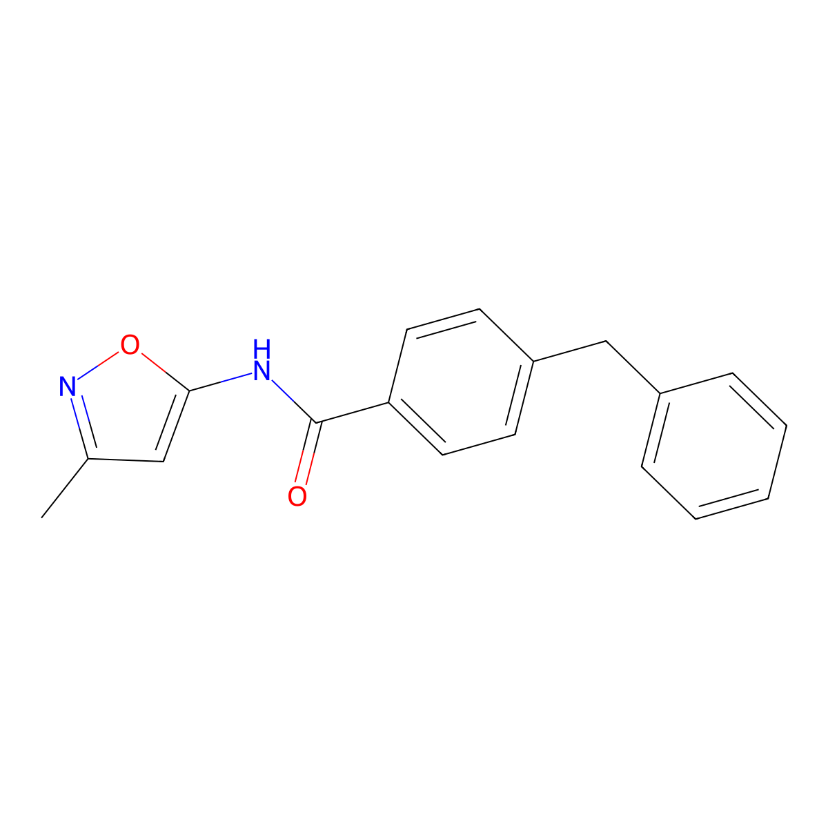 4-benzyl-N-(3-methyl-1,2-oxazol-5-yl)benzamide molecular structure, CAS 1021224-28-1