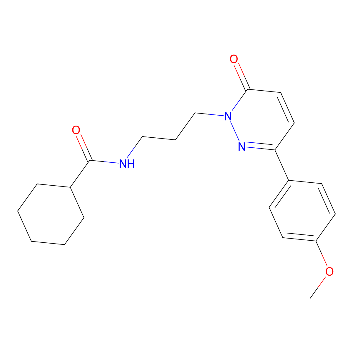 N-{3-[3-(4-methoxyphenyl)-6-oxo-1,6-dihydropyridazin-1-yl]propyl}cyclohexanecarboxamide molecular structure, CAS 1021224-31-6