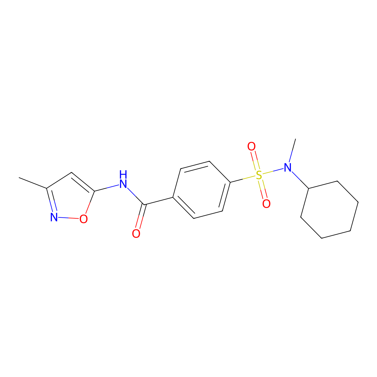 4-(N-cyclohexyl-N-methylsulfamoyl)-N-(3-methylisoxazol-5-yl)benzamide molecular structure, CAS 1021224-36-1
