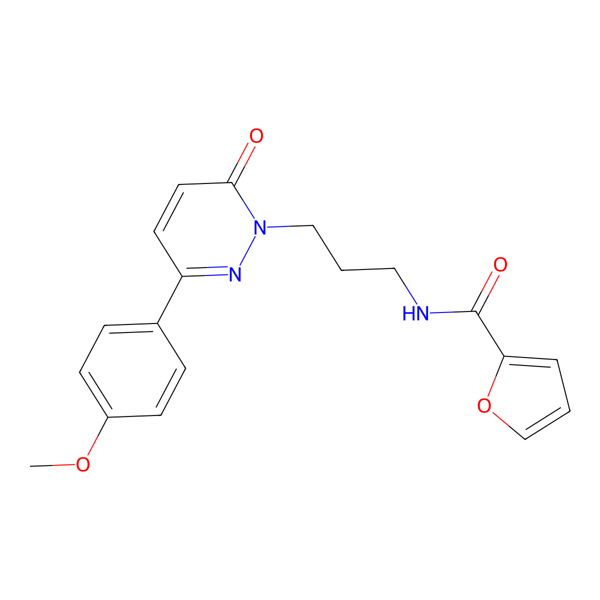 N-{3-[3-(4-methoxyphenyl)-6-oxo-1,6-dihydropyridazin-1-yl]propyl}furan-2-carboxamide molecular structure, CAS 1021224-39-4