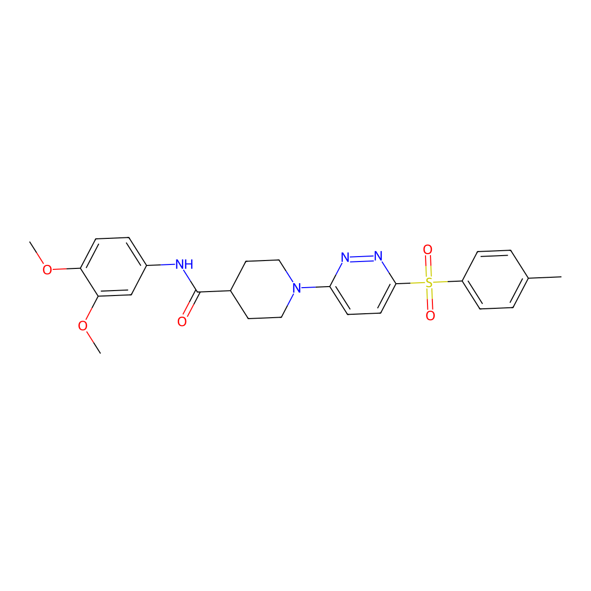 N-(3,4-dimethoxyphenyl)-1-[6-(4-methylbenzenesulfonyl)pyridazin-3-yl]piperidine-4-carboxamide molecular structure, CAS 1021224-46-3