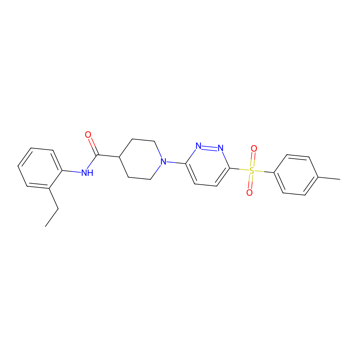 N-(2-ethylphenyl)-1-(6-tosylpyridazin-3-yl)piperidine-4-carboxamide molecular structure, CAS 1021224-50-9