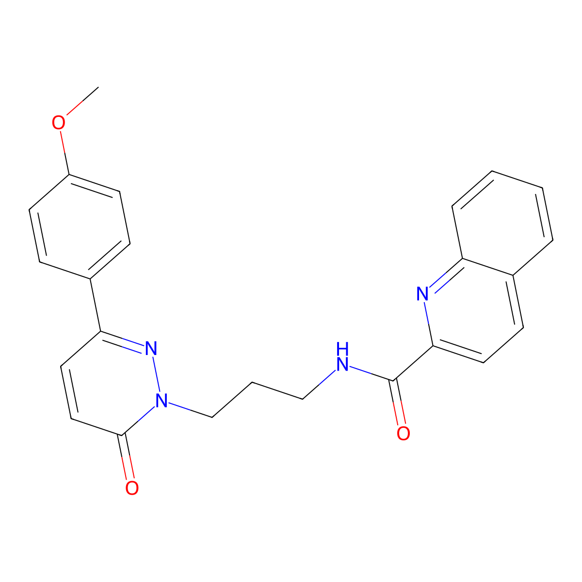N-{3-[3-(4-methoxyphenyl)-6-oxo-1,6-dihydropyridazin-1-yl]propyl}quinoline-2-carboxamide molecular structure, CAS 1021224-51-0