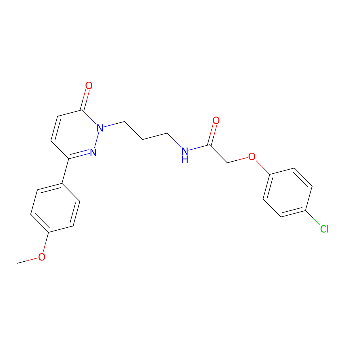 2-(4-chlorophenoxy)-N-(3-(3-(4-methoxyphenyl)-6-oxopyridazin-1(6H)-yl)propyl)acetamide molecular structure, CAS 1021224-55-4