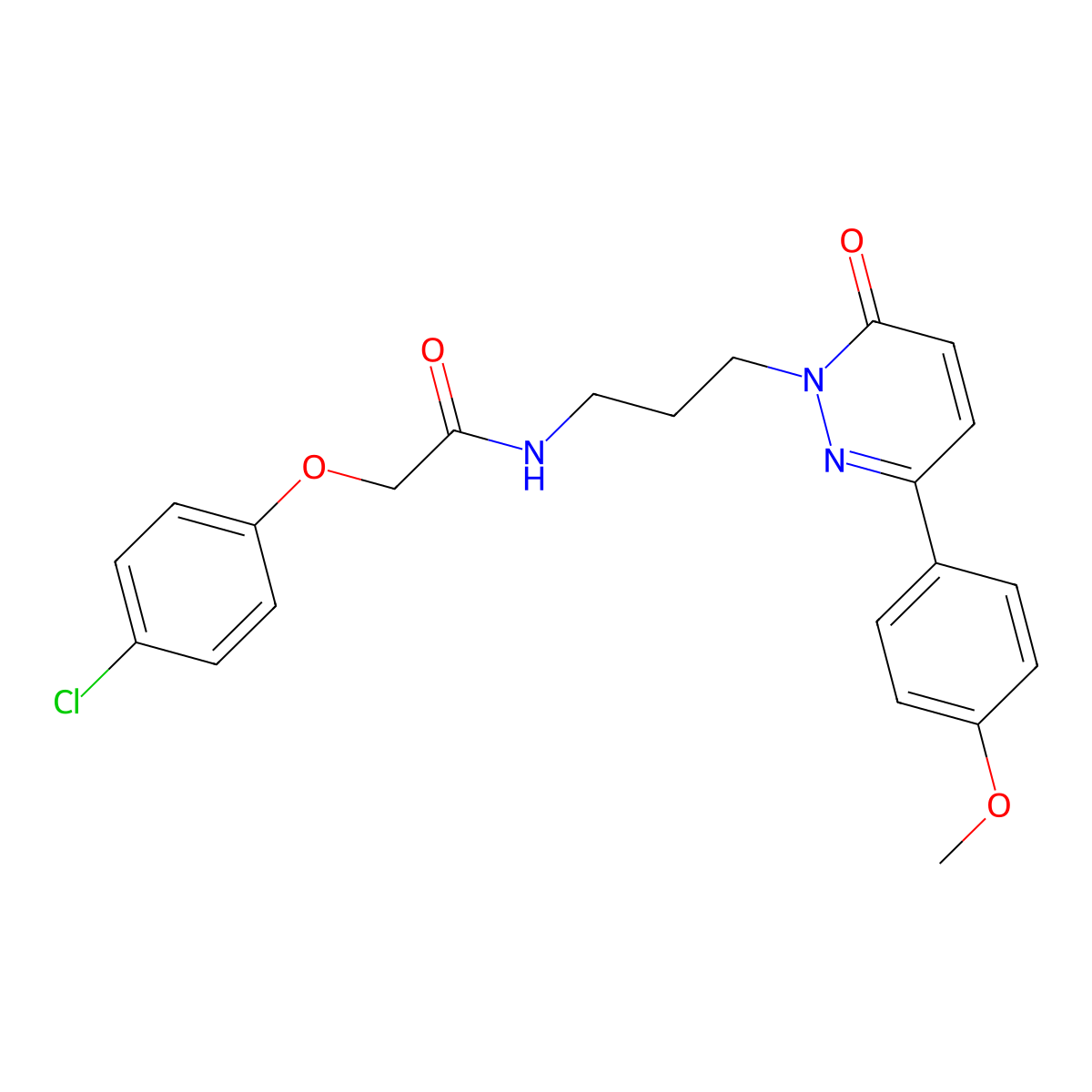 2-(4-chlorophenoxy)-N-(3-(3-(4-methoxyphenyl)-6-oxopyridazin-1(6H)-yl)propyl)acetamide molecular structure, CAS 1021224-55-4