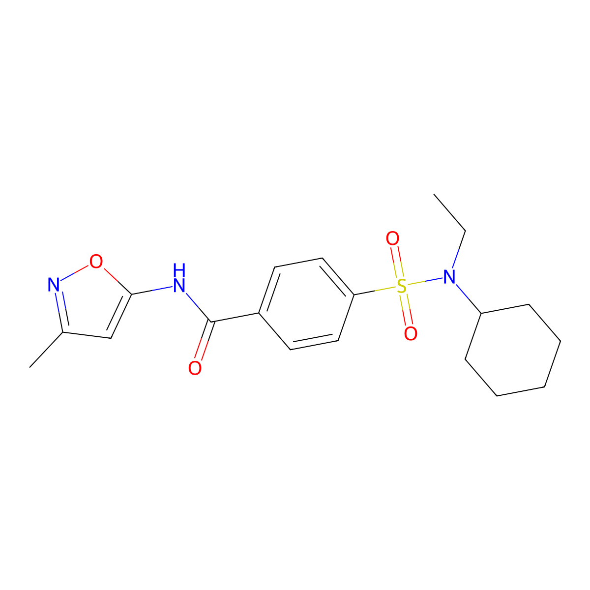 4-(N-cyclohexyl-N-ethylsulfamoyl)-N-(3-methylisoxazol-5-yl)benzamide molecular structure, CAS 1021224-60-1
