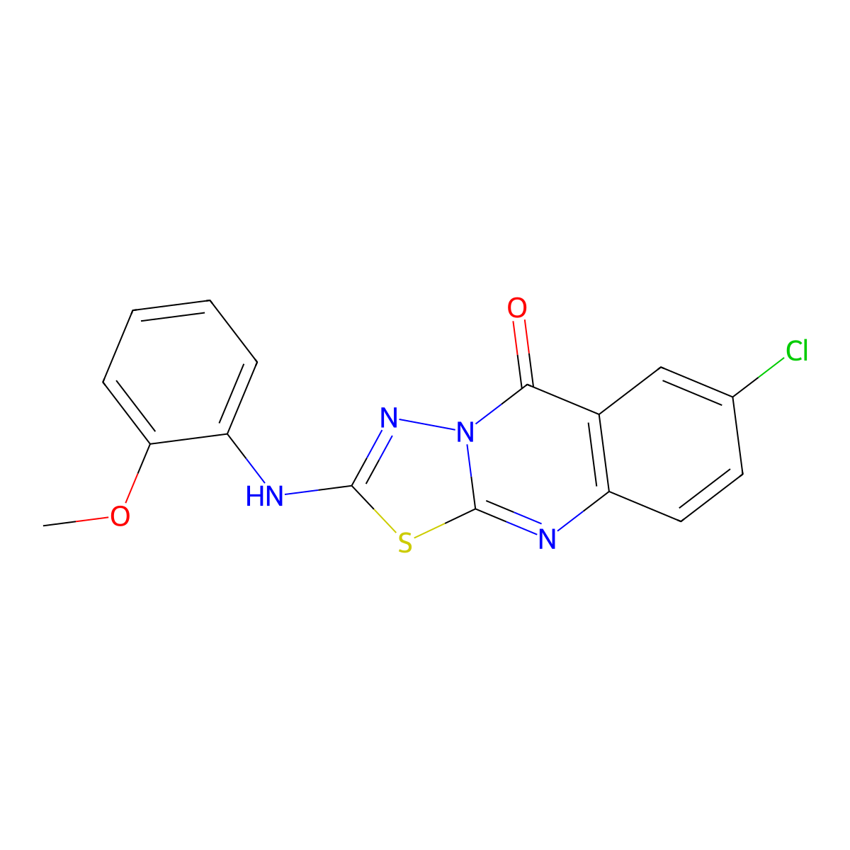 7-chloro-2-[(2-methoxyphenyl)amino]-5H-[1,3,4]thiadiazolo[2,3-b]quinazolin-5-one molecular structure, CAS 1021224-65-6