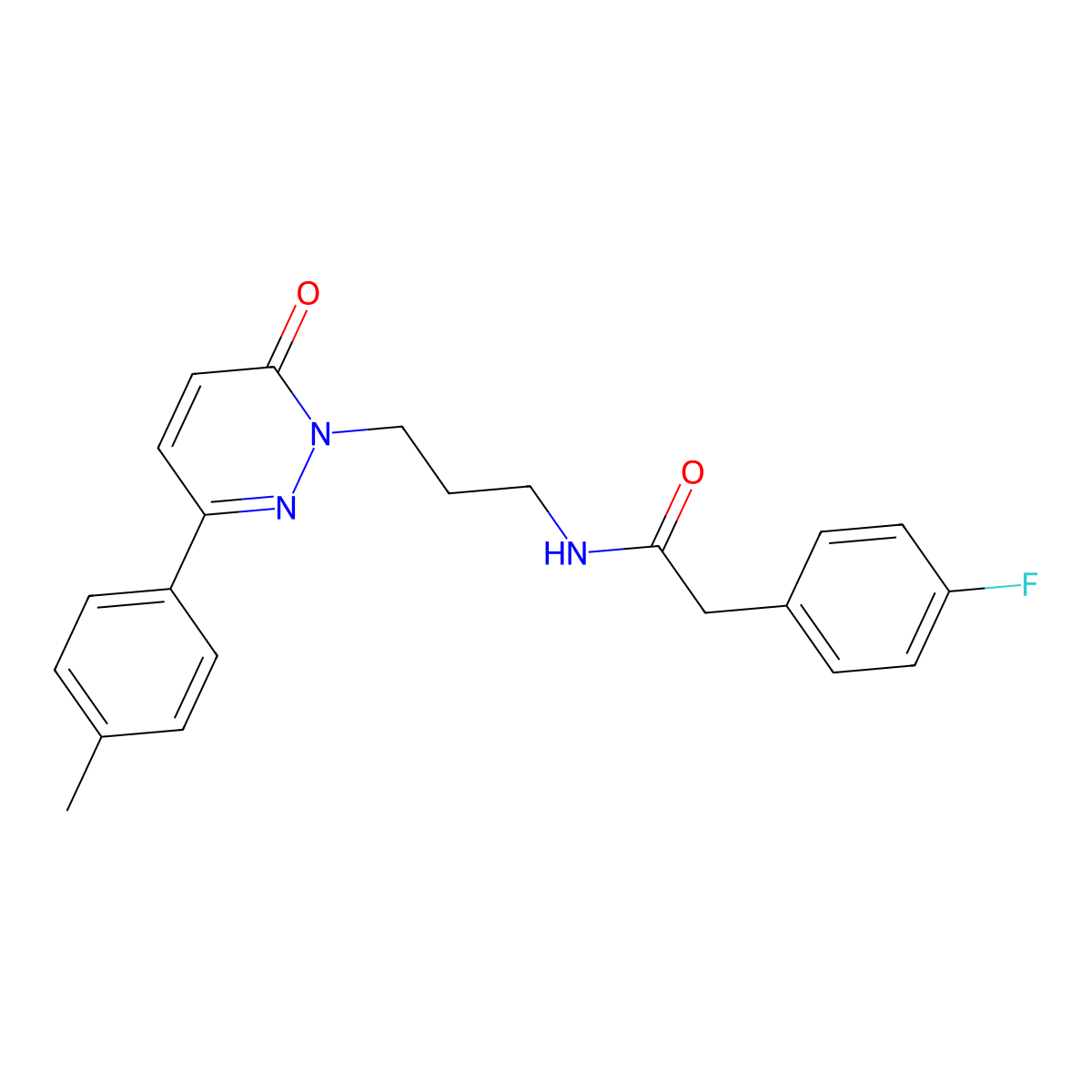 2-(4-fluorophenyl)-N-{3-[3-(4-methylphenyl)-6-oxo-1,6-dihydropyridazin-1-yl]propyl}acetamide molecular structure, CAS 1021224-70-3