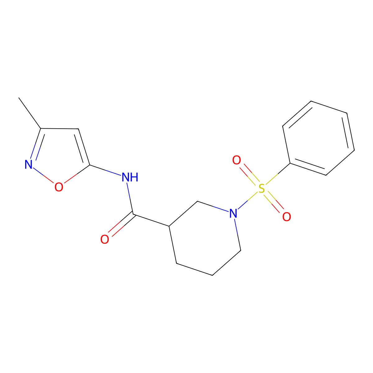 N-(3-methylisoxazol-5-yl)-1-(phenylsulfonyl)piperidine-3-carboxamide molecular structure, CAS 1021224-71-4