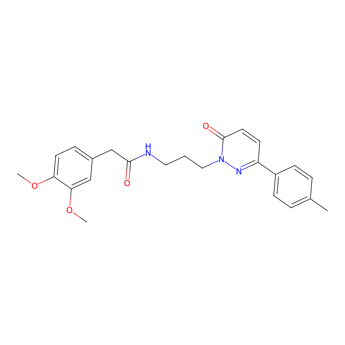 2-(3,4-dimethoxyphenyl)-N-(3-(6-oxo-3-(p-tolyl)pyridazin-1(6H)-yl)propyl)acetamide molecular structure, CAS 1021224-74-7
