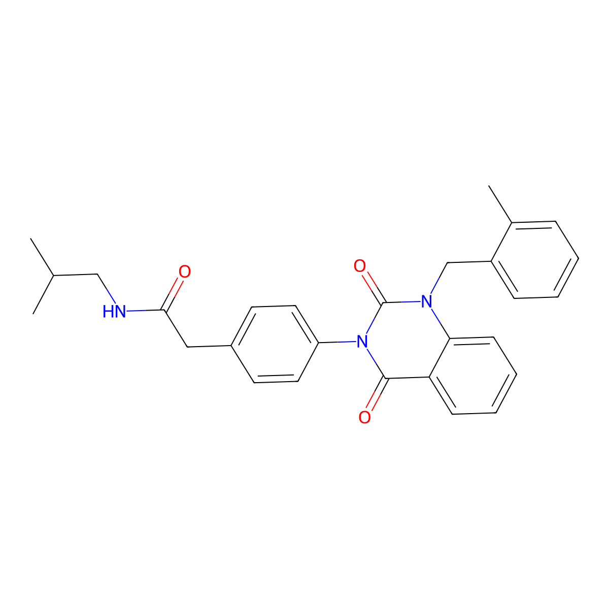 2-(4-{1-[(2-methylphenyl)methyl]-2,4-dioxo-1,2,3,4-tetrahydroquinazolin-3-yl}phenyl)-N-(2-methylpropyl)acetamide molecular structure, CAS 1021224-79-2