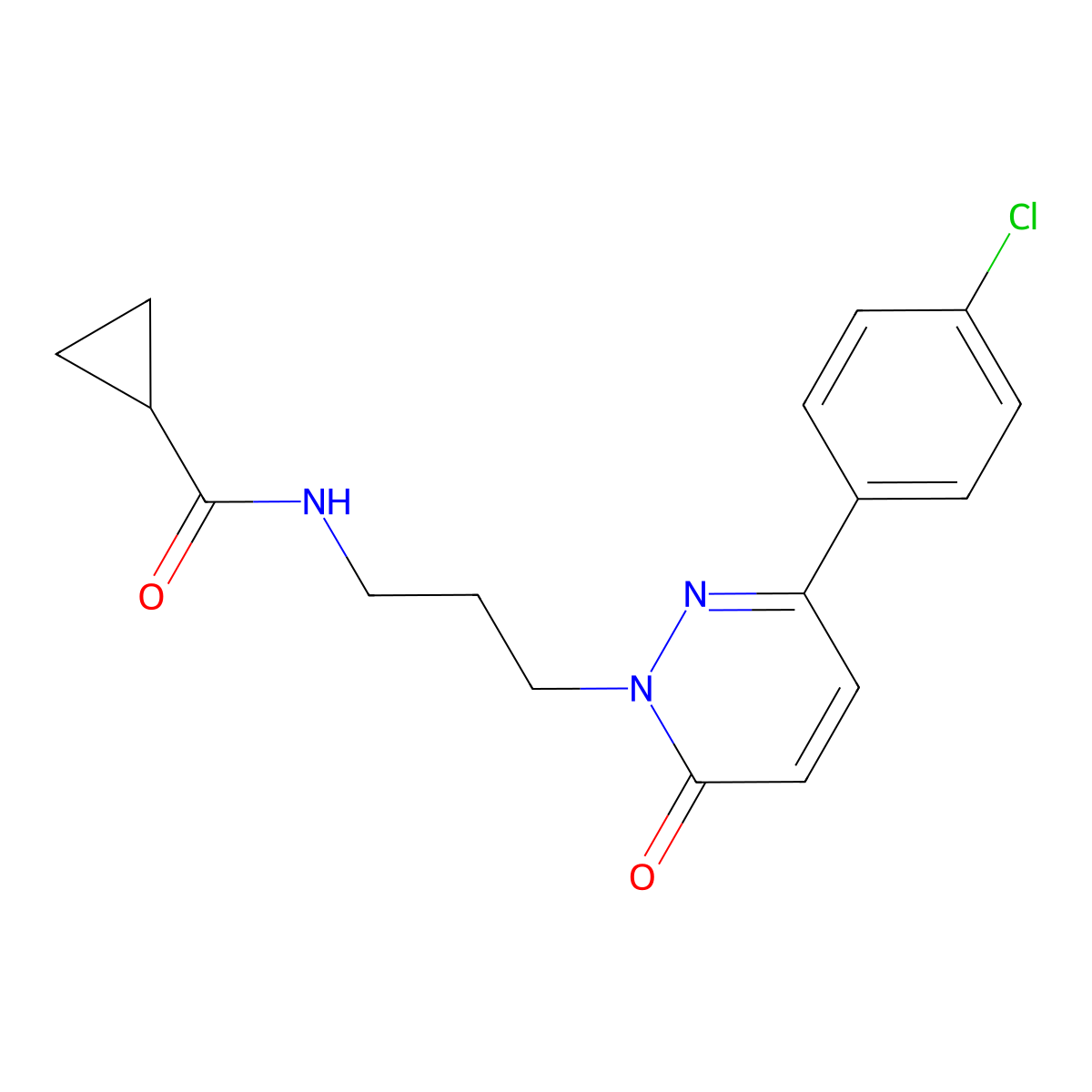 N-{3-[3-(4-chlorophenyl)-6-oxo-1,6-dihydropyridazin-1-yl]propyl}cyclopropanecarboxamide molecular structure, CAS 1021224-80-5