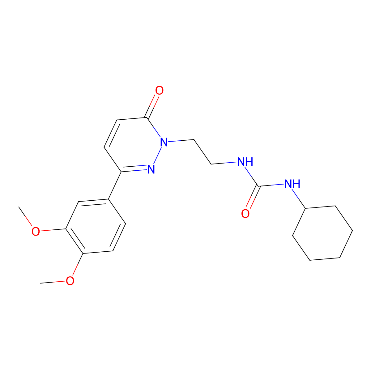 1-cyclohexyl-3-(2-(3-(3,4-dimethoxyphenyl)-6-oxopyridazin-1(6H)-yl)ethyl)urea molecular structure, CAS 1021224-82-7