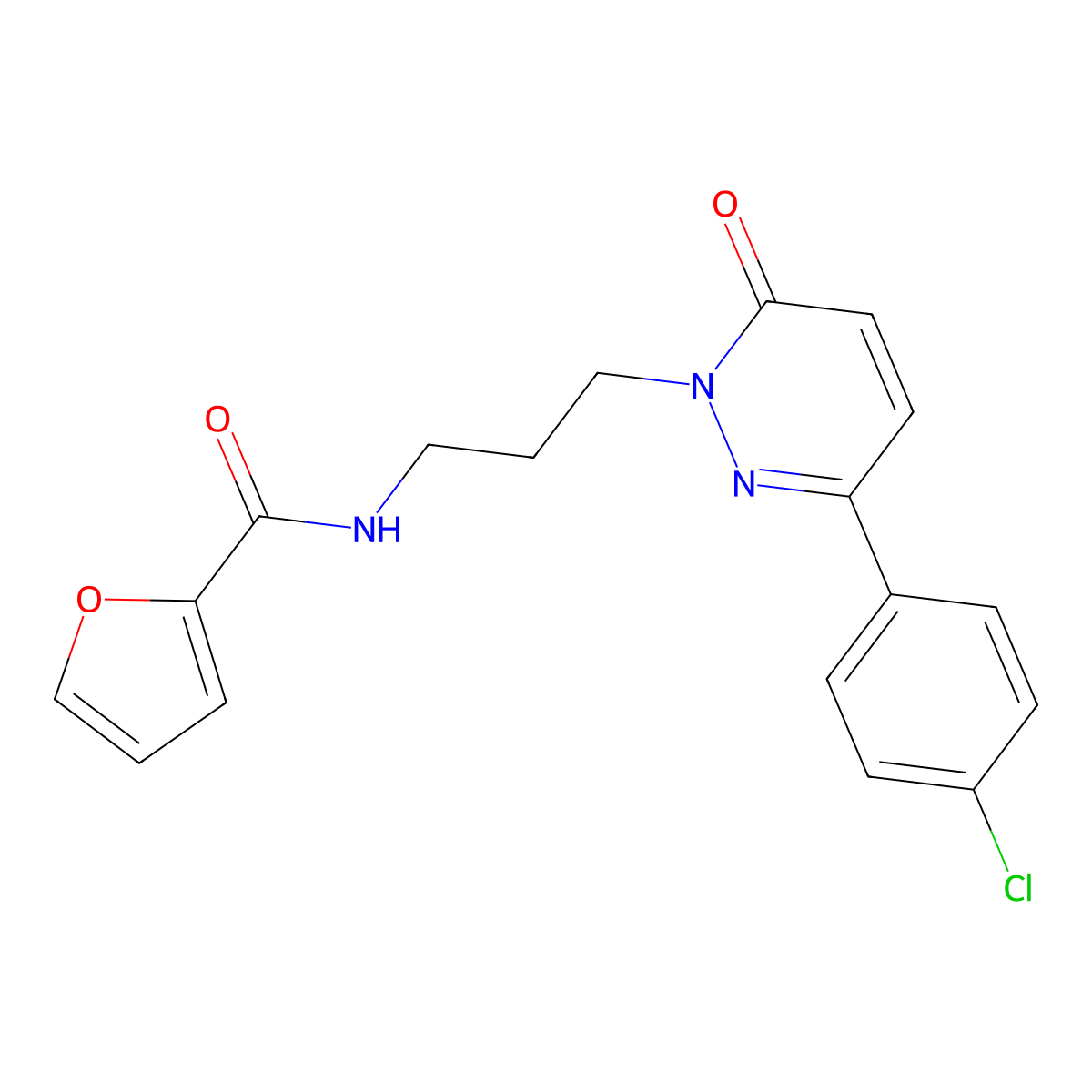N-{3-[3-(4-chlorophenyl)-6-oxo-1,6-dihydropyridazin-1-yl]propyl}furan-2-carboxamide molecular structure, CAS 1021224-84-9
