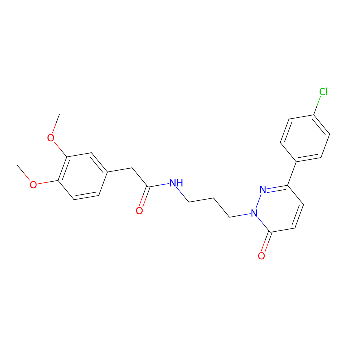 N-(3-(3-(4-chlorophenyl)-6-oxopyridazin-1(6H)-yl)propyl)-2-(3,4-dimethoxyphenyl)acetamide molecular structure, CAS 1021224-90-7