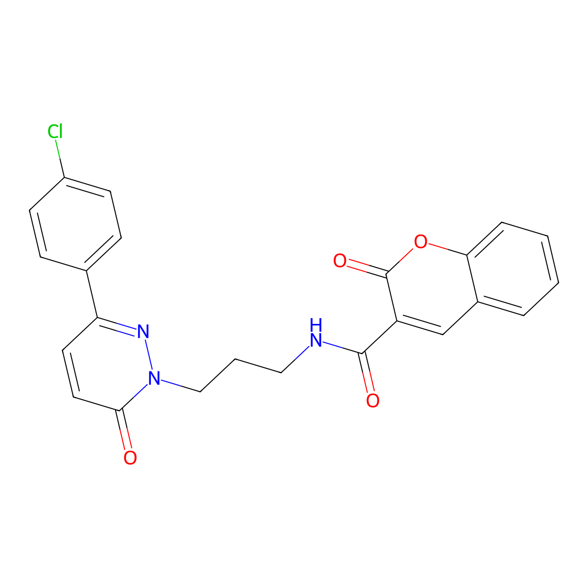 N-(3-(3-(4-chlorophenyl)-6-oxopyridazin-1(6H)-yl)propyl)-2-oxo-2H-chromene-3-carboxamide molecular structure, CAS 1021224-92-9