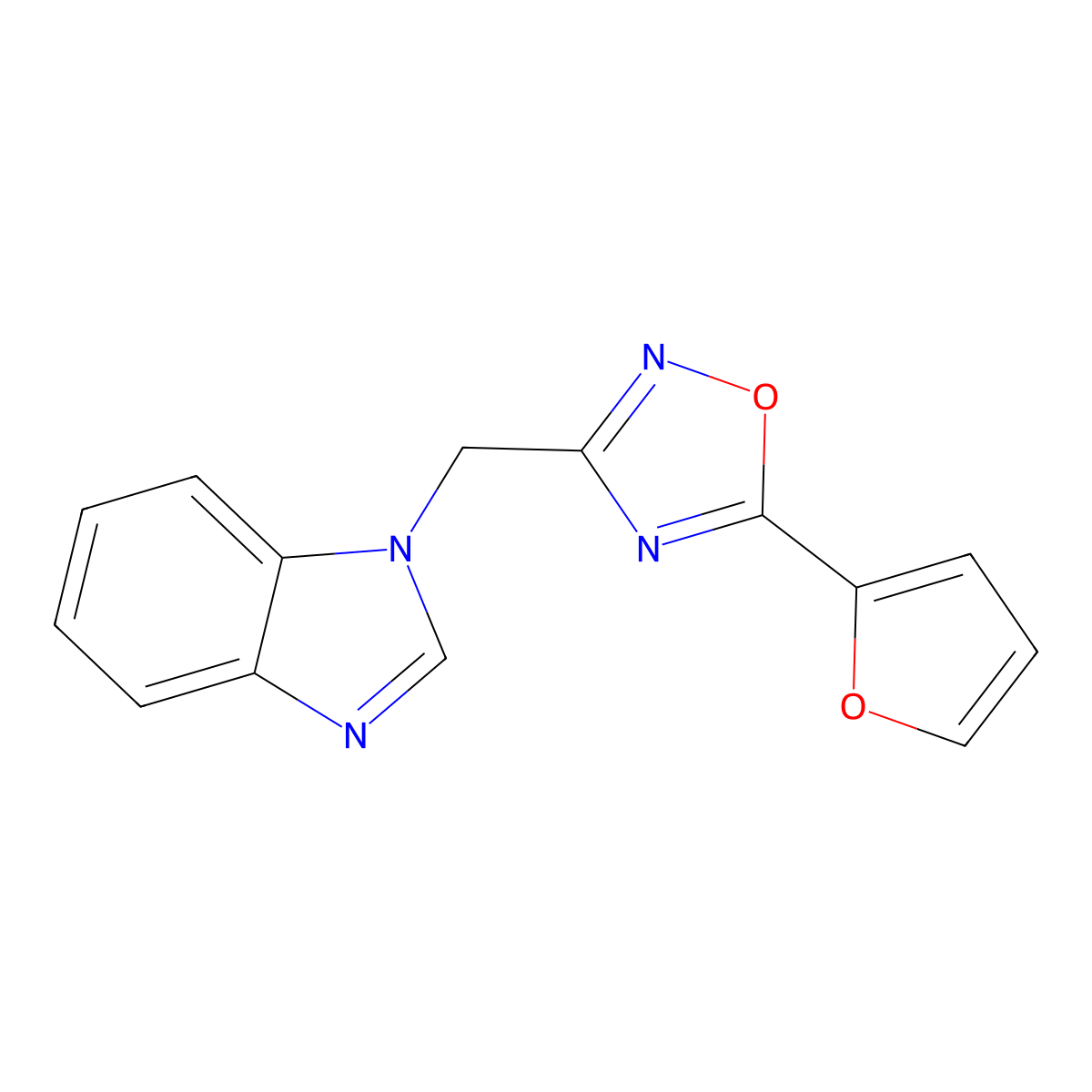 1-{[5-(furan-2-yl)-1,2,4-oxadiazol-3-yl]methyl}-1H-benzimidazole molecular structure, CAS 1021224-93-0