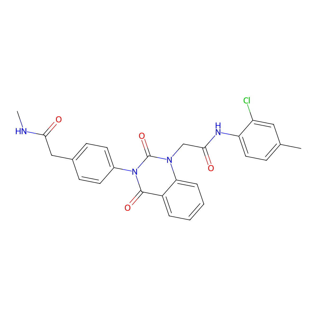 2-[4-(1-{[(2-chloro-4-methylphenyl)carbamoyl]methyl}-2,4-dioxo-1,2,3,4-tetrahydroquinazolin-3-yl)phenyl]-N-methylacetamide molecular structure, CAS 1021224-99-6