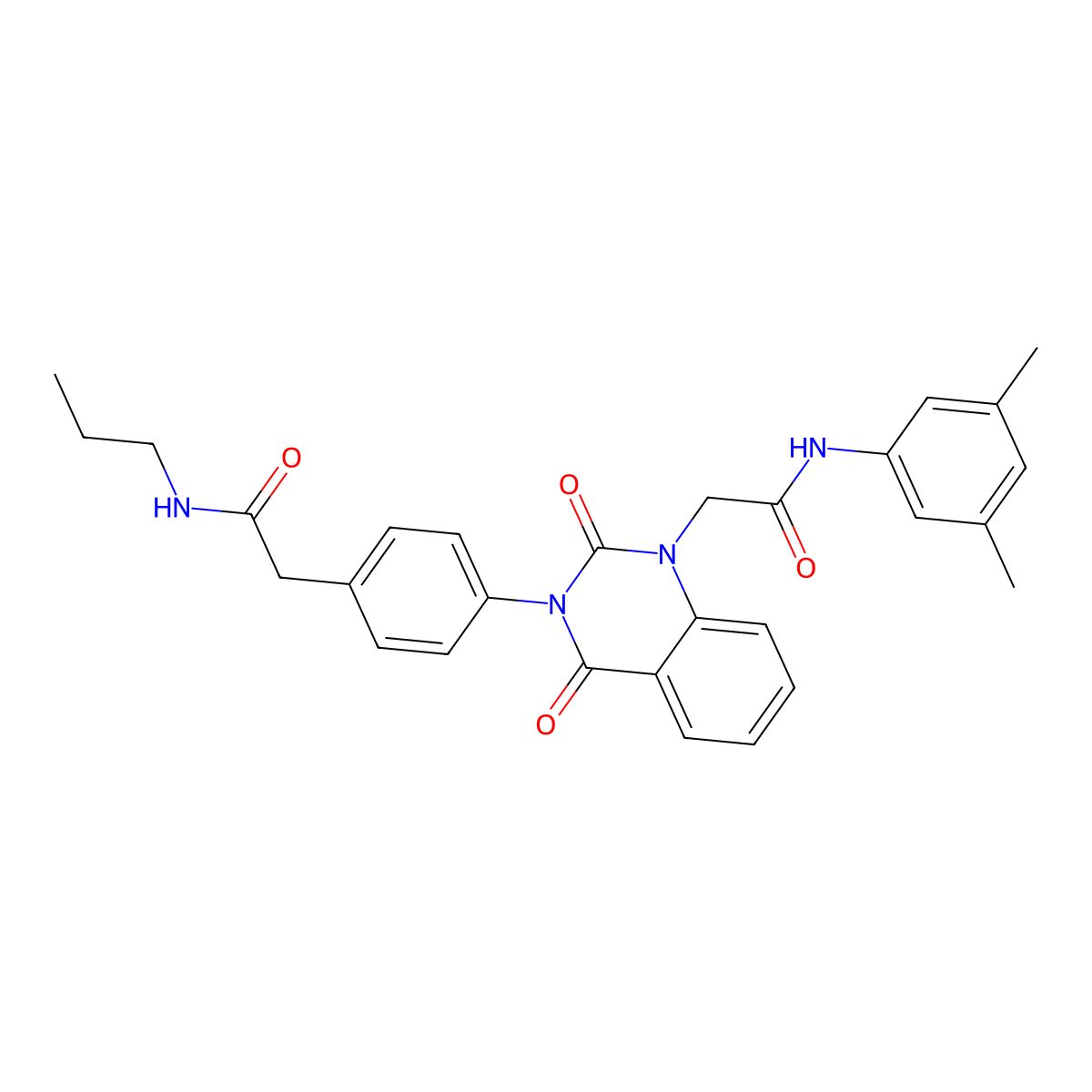 2-[4-(1-{[(3,5-dimethylphenyl)carbamoyl]methyl}-2,4-dioxo-1,2,3,4-tetrahydroquinazolin-3-yl)phenyl]-N-propylacetamide molecular structure, CAS 1021225-02-4