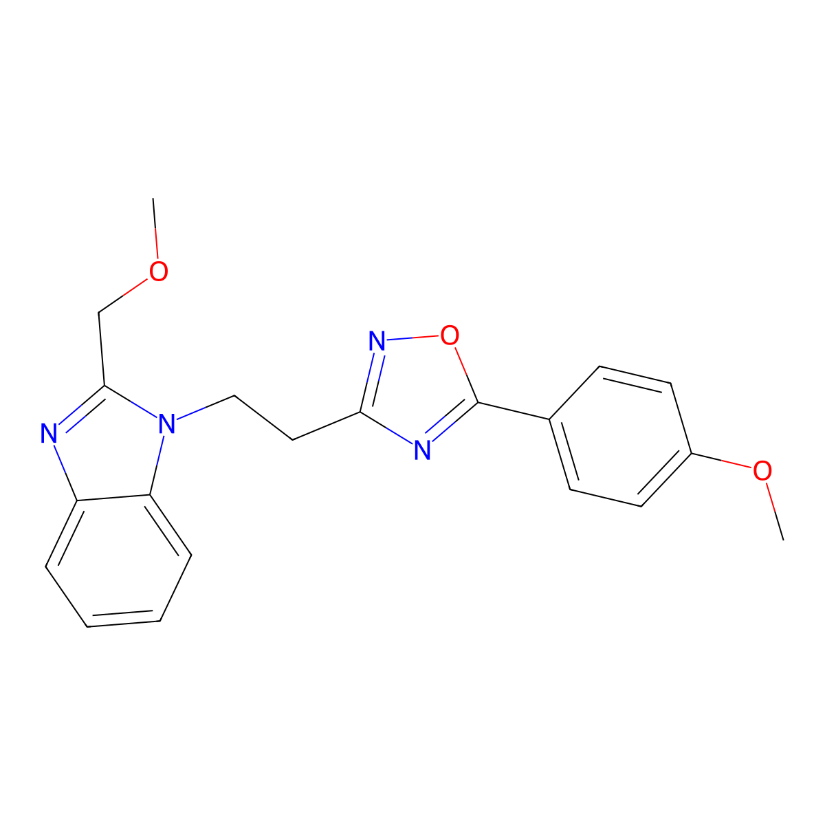 2-(methoxymethyl)-1-{2-[5-(4-methoxyphenyl)-1,2,4-oxadiazol-3-yl]ethyl}-1H-1,3-benzodiazole molecular structure, CAS 1021225-05-7