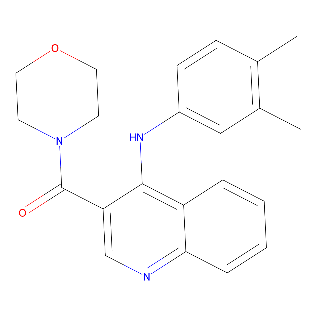 N-(3,4-dimethylphenyl)-3-(morpholine-4-carbonyl)quinolin-4-amine molecular structure, CAS 1021225-30-8