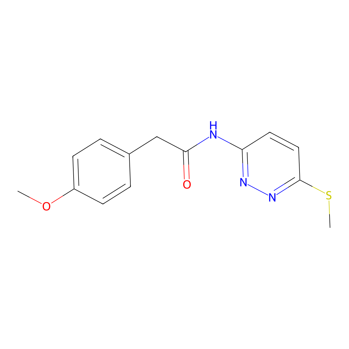 2-(4-methoxyphenyl)-N-(6-(methylthio)pyridazin-3-yl)acetamide molecular structure, CAS 1021225-31-9