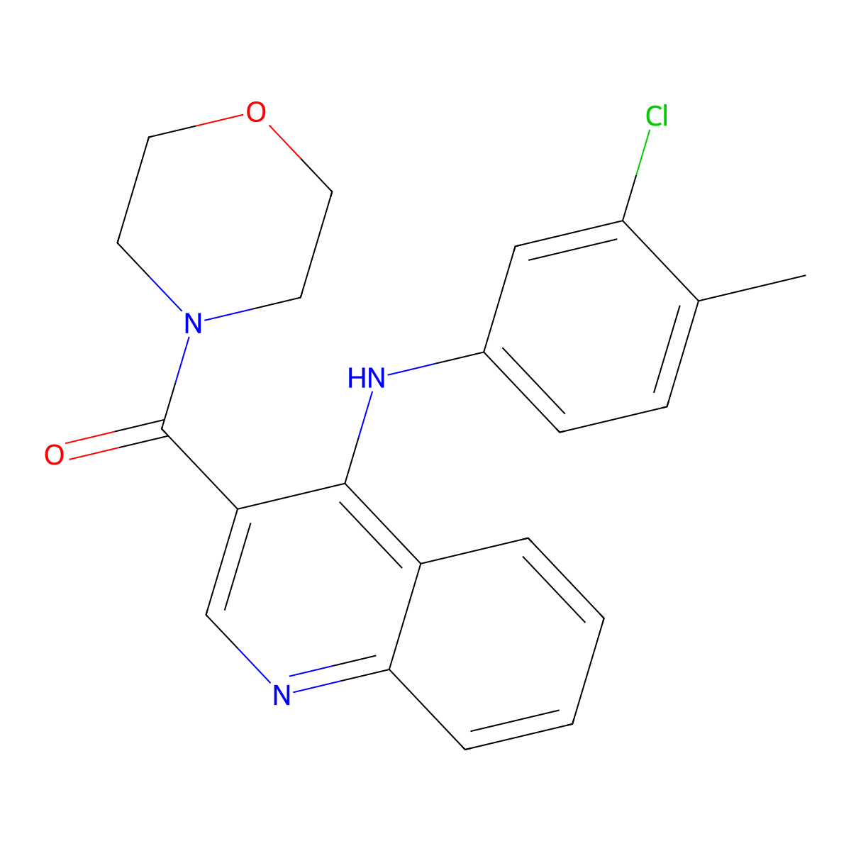 N-(3-chloro-4-methylphenyl)-3-(morpholine-4-carbonyl)quinolin-4-amine molecular structure, CAS 1021225-33-1