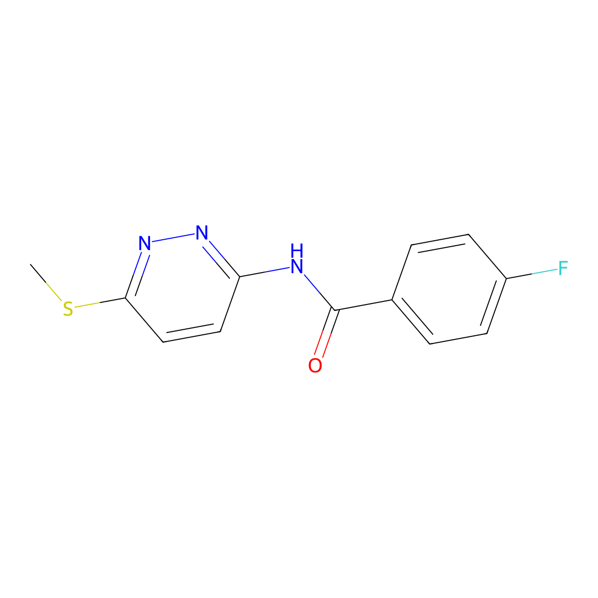4-fluoro-N-(6-(methylthio)pyridazin-3-yl)benzamide molecular structure, CAS 1021225-34-2