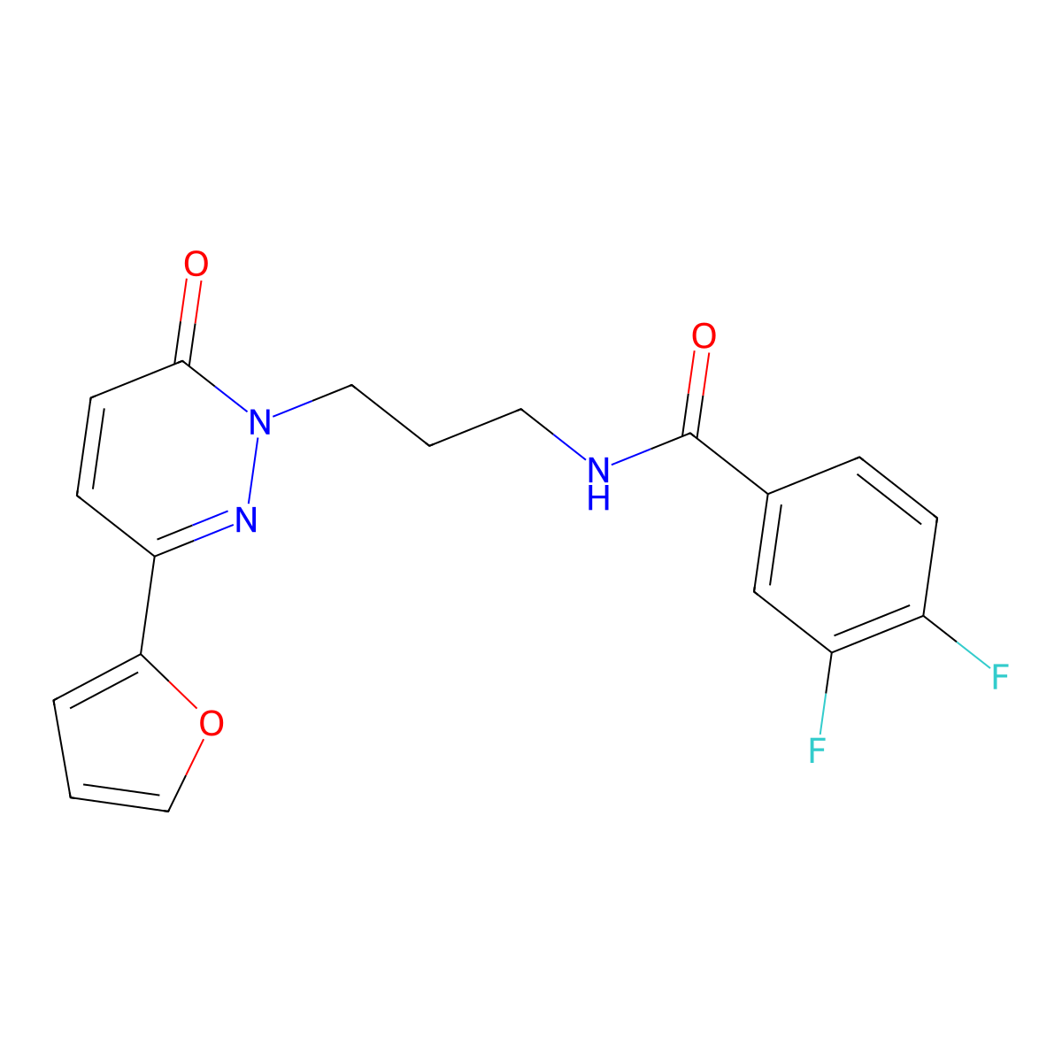 3,4-difluoro-N-{3-[3-(furan-2-yl)-6-oxo-1,6-dihydropyridazin-1-yl]propyl}benzamide molecular structure, CAS 1021225-35-3