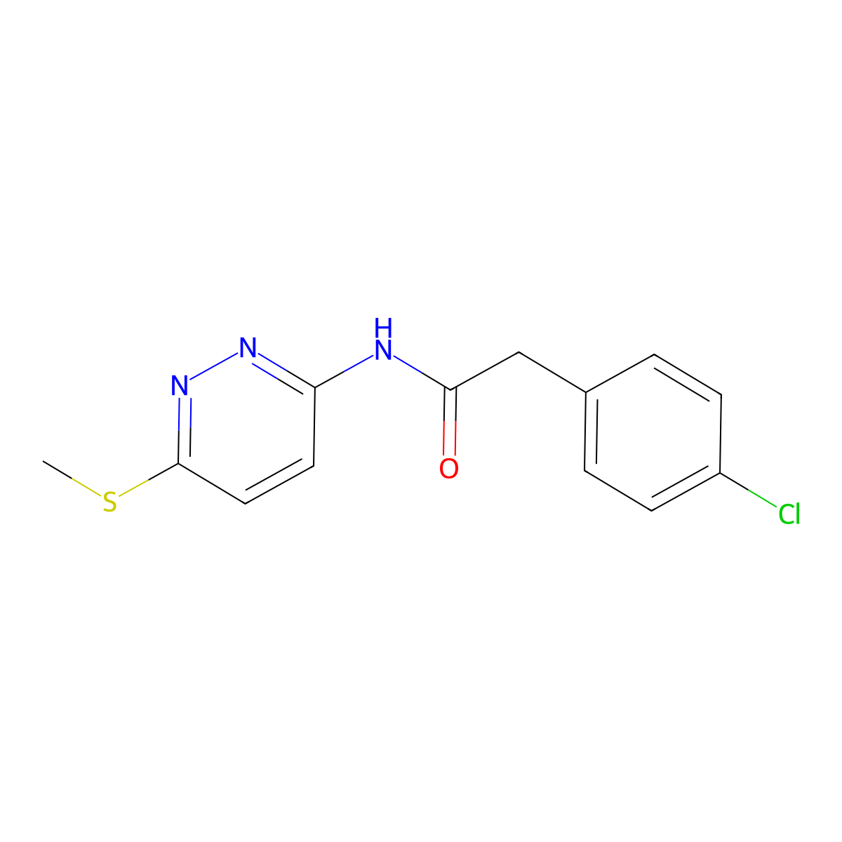 2-(4-chlorophenyl)-N-(6-(methylthio)pyridazin-3-yl)acetamide molecular structure, CAS 1021225-37-5